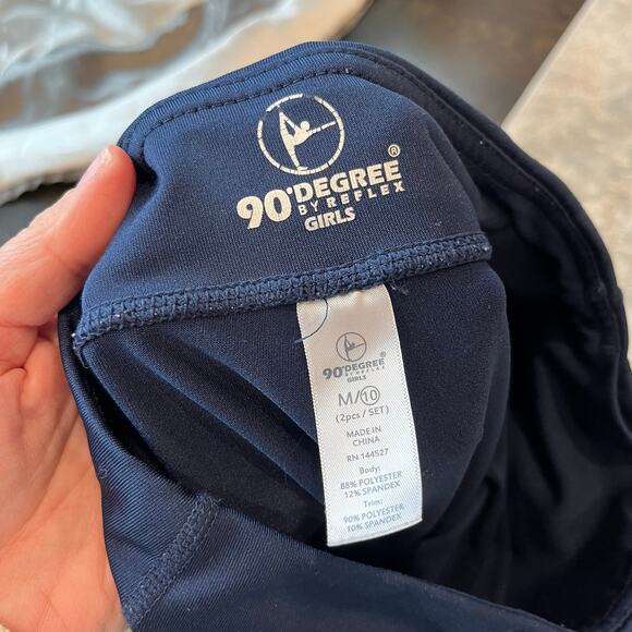 90 Degree by Reflex Navy Blue Pocket Leggings 10 - Picture 3 of 6